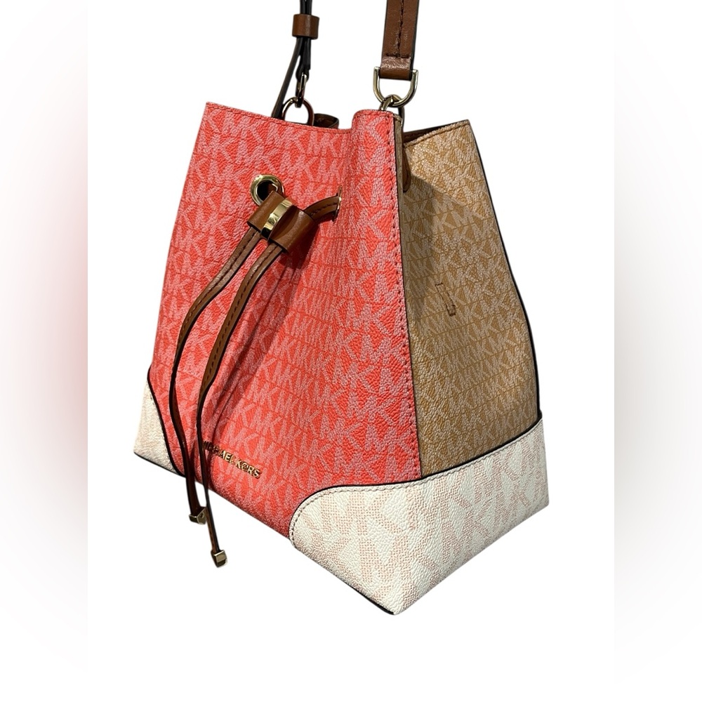 Michael Kors Red and Tan Bucket Bag